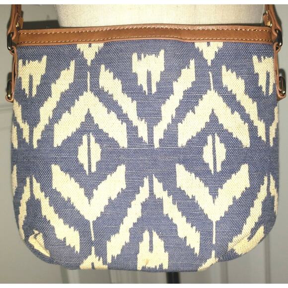 Tommy Hilfiger Blue Beige Crossbody Bag with Gold Hardware Boho - Picture 3 of 4